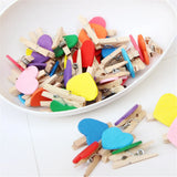 50pcs/lot Red Heart Love Wooden Clothespin