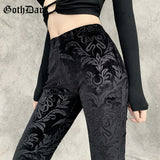 Floral Scratched Velvet Pants