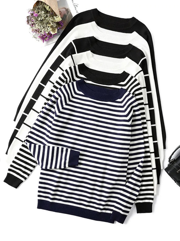 Long Sleeve Striped Knitted Sweaters