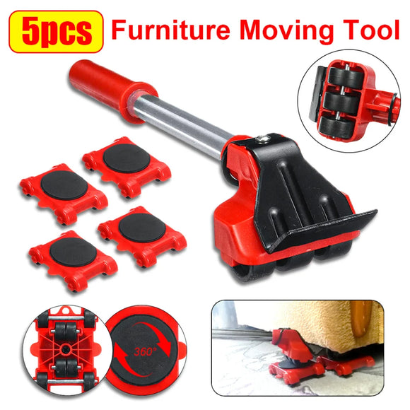 Set of 5 Heavy-Duty Furniture Lifter Mover Rollers.