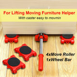 Set of 5 Heavy-Duty Furniture Lifter Mover Rollers.