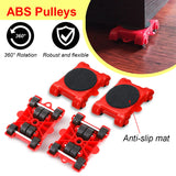 Set of 5 Heavy-Duty Furniture Lifter Mover Rollers.